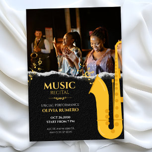 Music recital concert photo trumpet jazz invitation