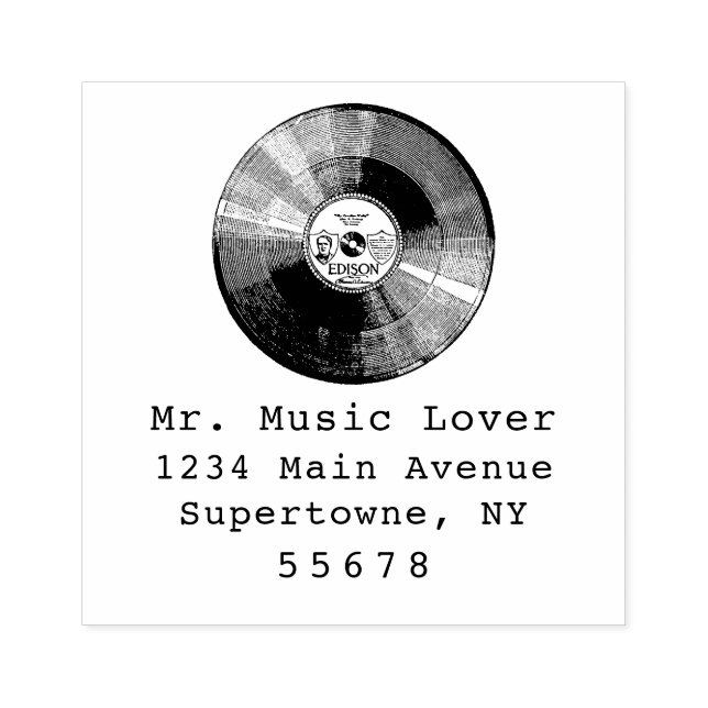 Music Record Address Return Rubber Stamp (Imprint)