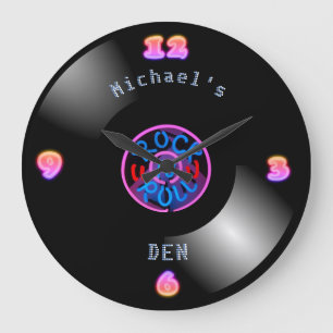 Music Record Wallclock Personalised Neon Vinyl LP