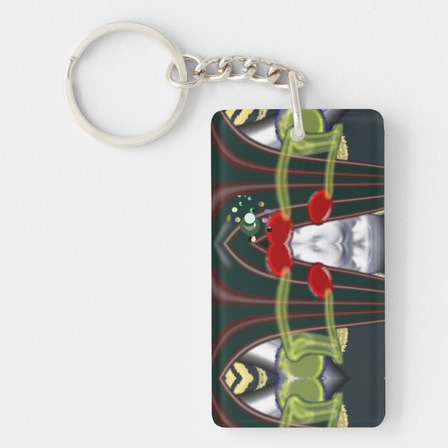 Music Red Eighth  Notes Key Ring (Front)