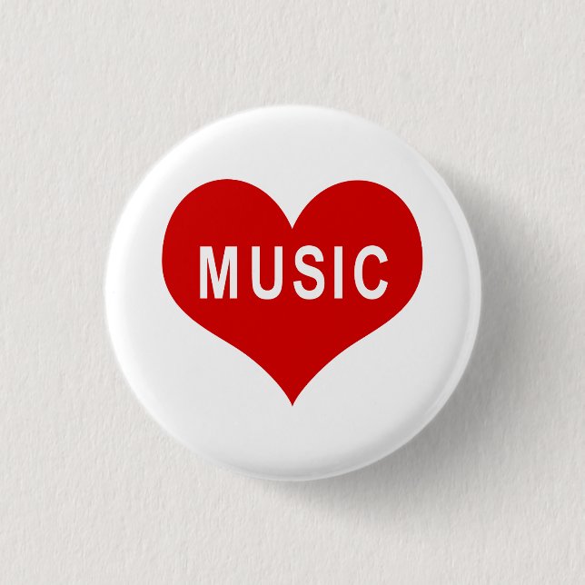 MUSIC Red Love Heart 3 Cm Round Badge (Front)