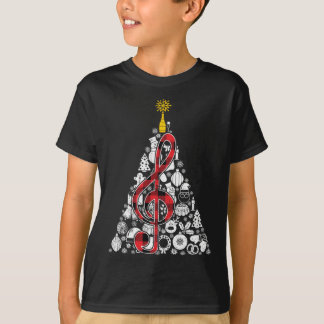 Music Red Plaid Christmas Tree Ornament Decor Xmas T-Shirt