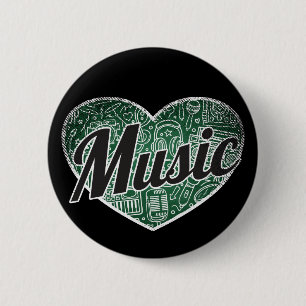 Music Retro Heart Blackboard Love 6 Cm Round Badge