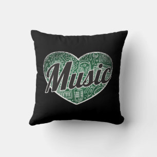 Music Retro Heart Blackboard Love Cushion