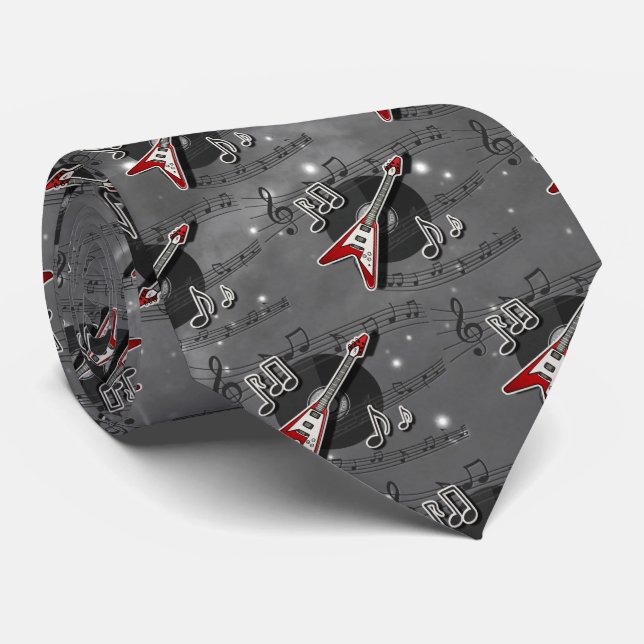 Music Rock Guitar Tie (Rolled)