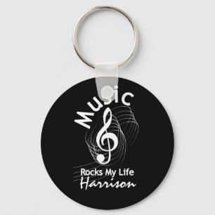 Music Rocks My Life Personalised Key Ring