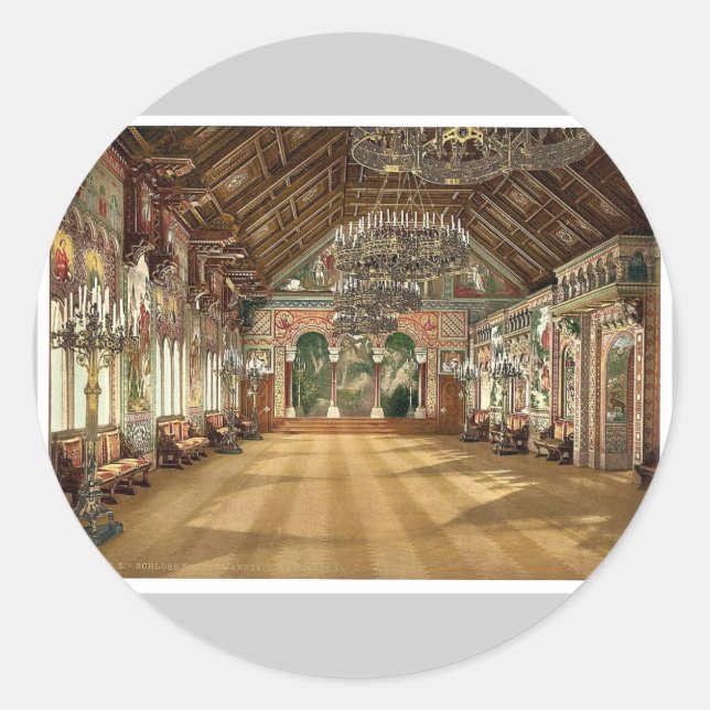 Music room, Neuschwanstein Castle, Upper Bavaria, Classic Round Sticker (Front)