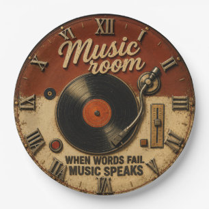 Music Room Vinyl Record Paper Plate