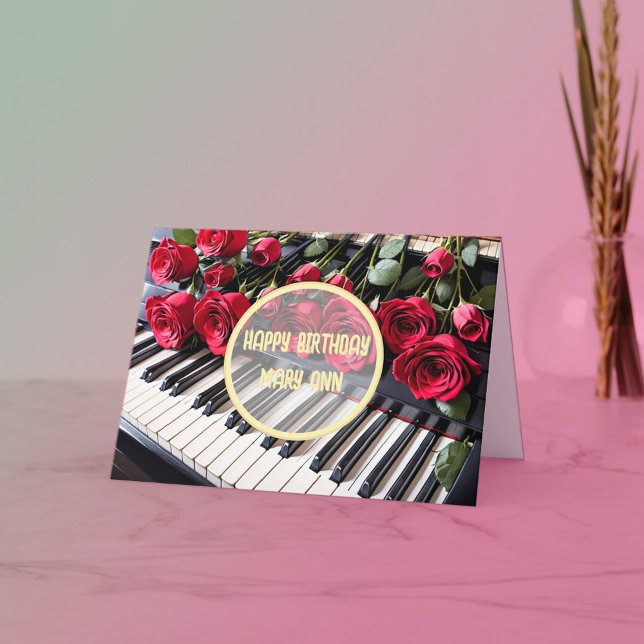 Music & Roses Birthday  Holiday Card (Creator Uploaded)