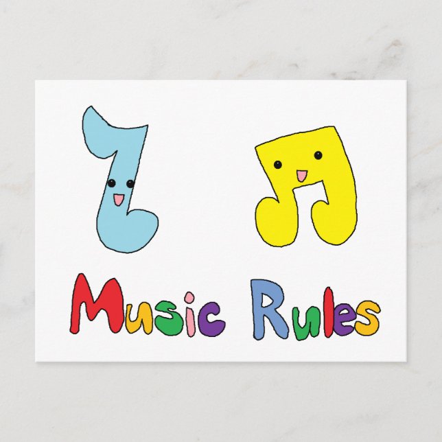 Music Rules Cute Music Notes Postcard (Front)
