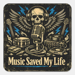 Music Saved My Life – Emotional Power Music Square Sticker
