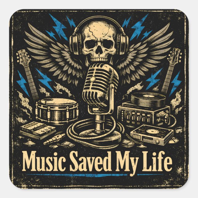 Music Saved My Life – Emotional Power Music Square Sticker (Front)