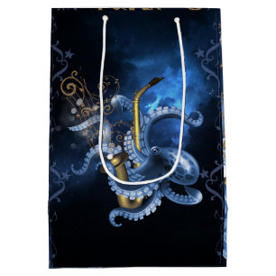 Music saxophone with octopus medium gift bag
