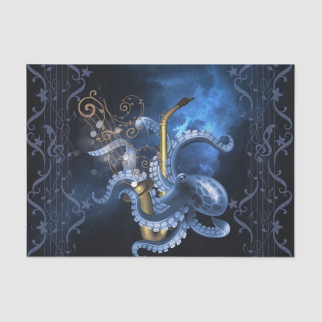 Music saxophone with octopus tissue paper (Front)