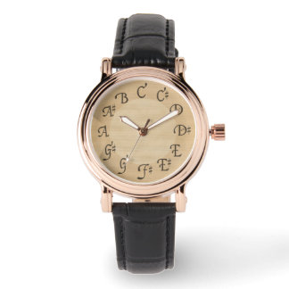 Music Scale of Notes with Sharps, Antique Look Watch