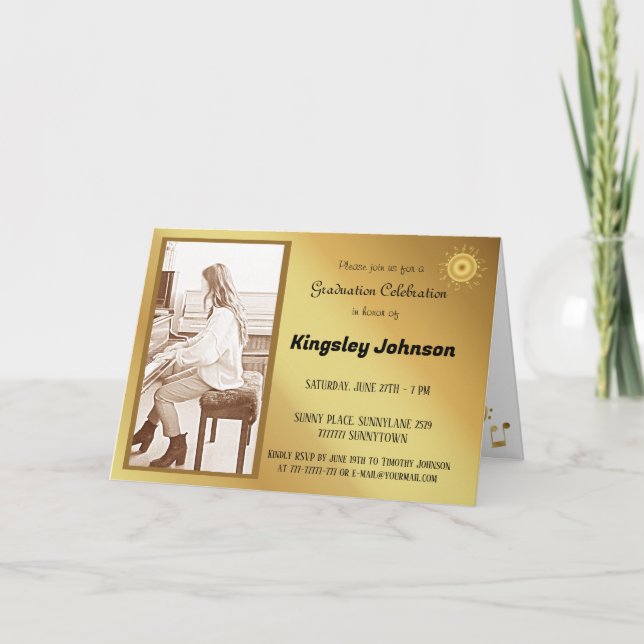 Music School elegant Graduation Invitation (Front)