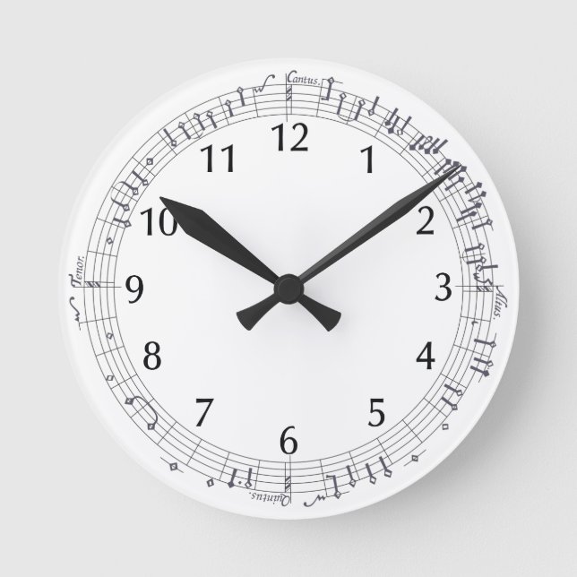 Music score (bar) going in a circle: Musical notes Round Clock (Front)