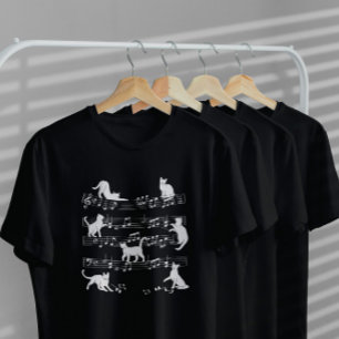 Music Sheet Cat Silhouette   T-Shirt