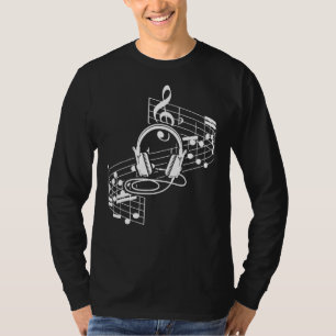 Music Sheet Headphones Clef Musical Notes Musician T-Shirt