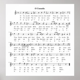 Music Sheet of Canada's National Anthem O' Canada Poster