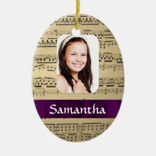 Music sheet photo template ceramic tree decoration