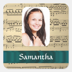 Music sheet photo template square sticker