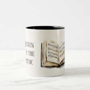 Music Sheets Black Book Two-Tone Coffee Mug