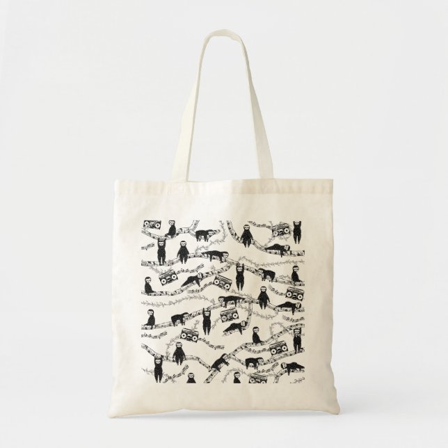 Music sloth pattern tote bag (Front)