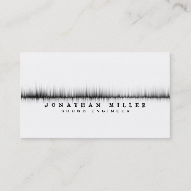 Music Sound Wave | White & Black Business Card (Front)