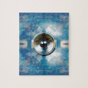 Music speaker and cloudy blue sky jigsaw puzzle