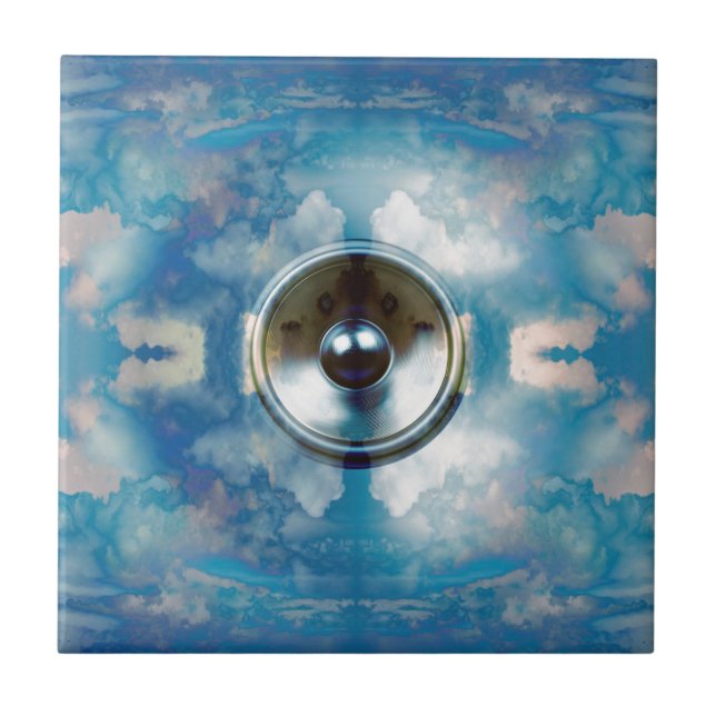 Music speaker and cloudy blue sky tile (Front)