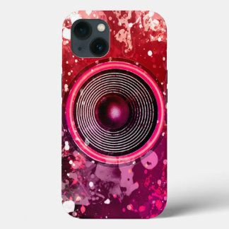Music speaker and paint splatters iPhone 13 case
