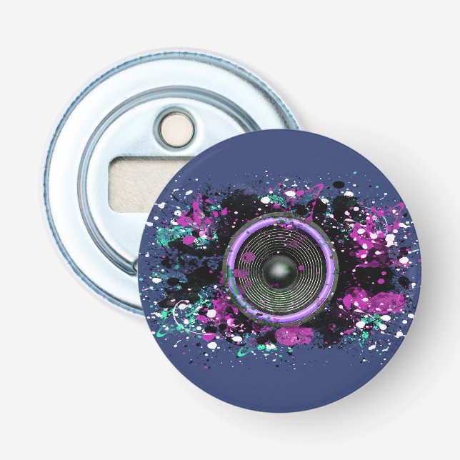 Music speaker and splattered paint bottle opener (Front)