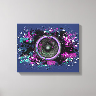 Music speaker and splattered paint canvas print