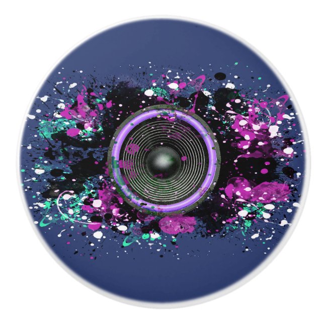 Music speaker and splattered paint ceramic knob (Front)