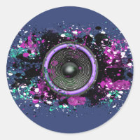 Music speaker and splattered paint