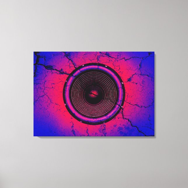 Music speaker on a cracked wall canvas print (Front)
