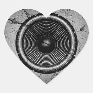 Music speaker on a cracked wall heart sticker