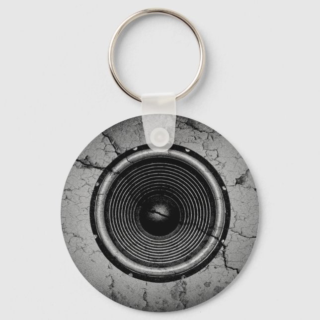 Music speaker on a cracked wall key ring (Front)