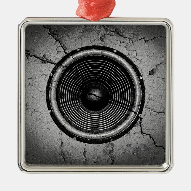 Music speaker on a cracked wall metal tree decoration (Front)