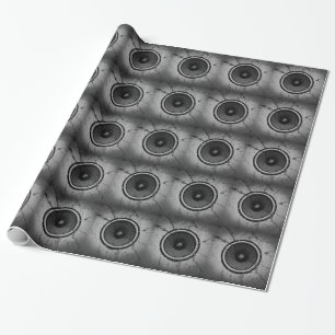 Music speaker on a cracked wall wrapping paper
