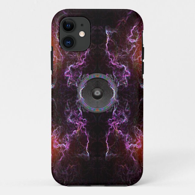 Music speaker on a purple neon background Case-Mate iPhone case (Back)