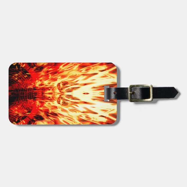 Music speaker with flames luggage tag (Front Horizontal)