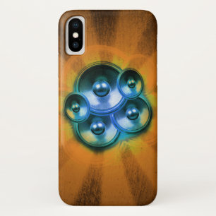 Music speakers and orange sunburst Case-Mate iPhone case