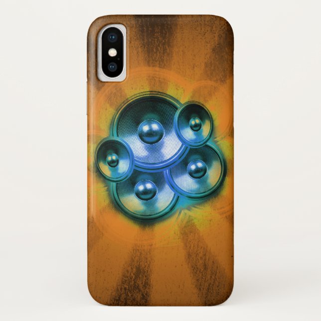 Music speakers and orange sunburst Case-Mate iPhone case (Back)