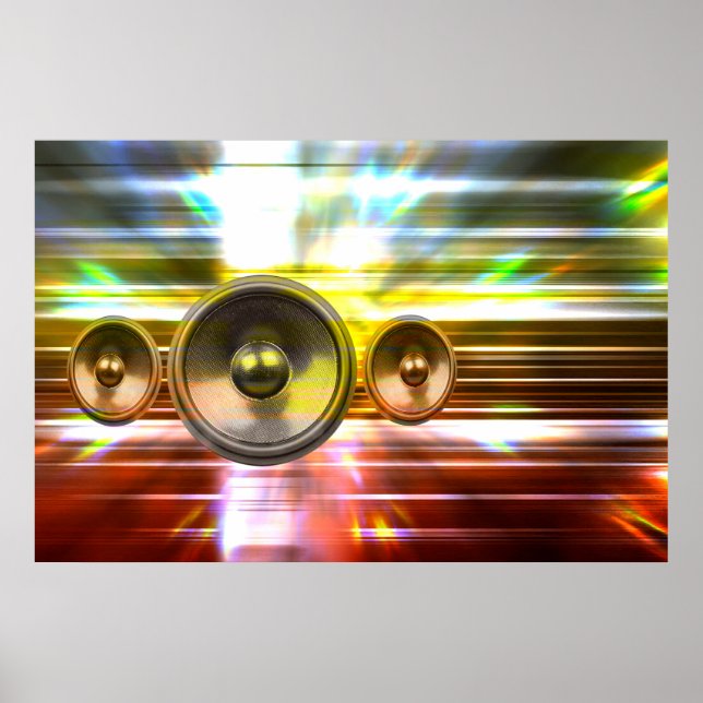 Music speakers and party lights poster (Front)