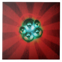 Music speakers and red sunburst
