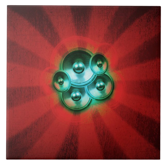 Music speakers and red sunburst tile (Front)