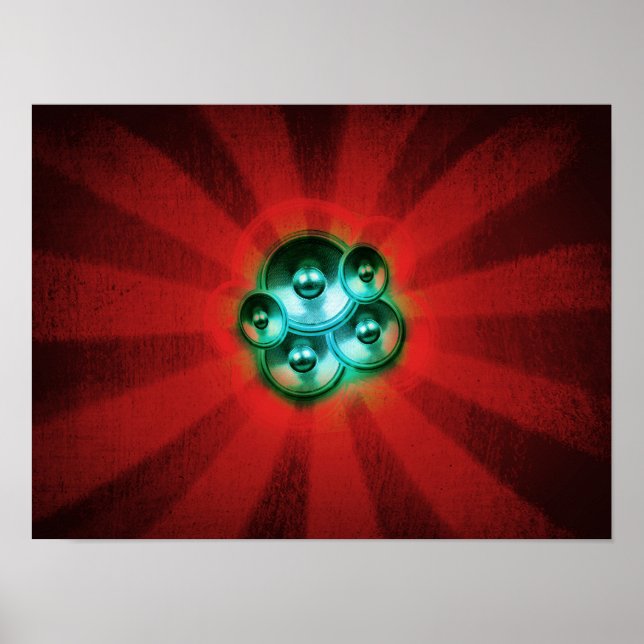 Music speakers and sunburst poster (Front)