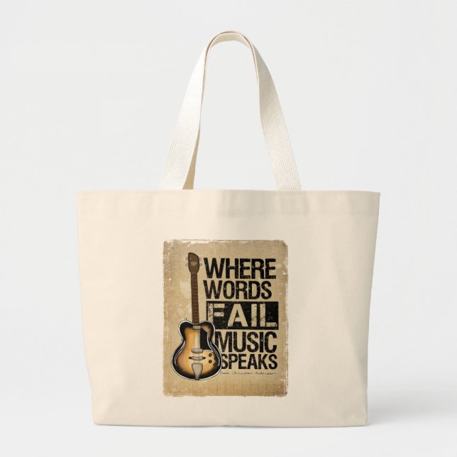 music speaks large tote bag (Front)